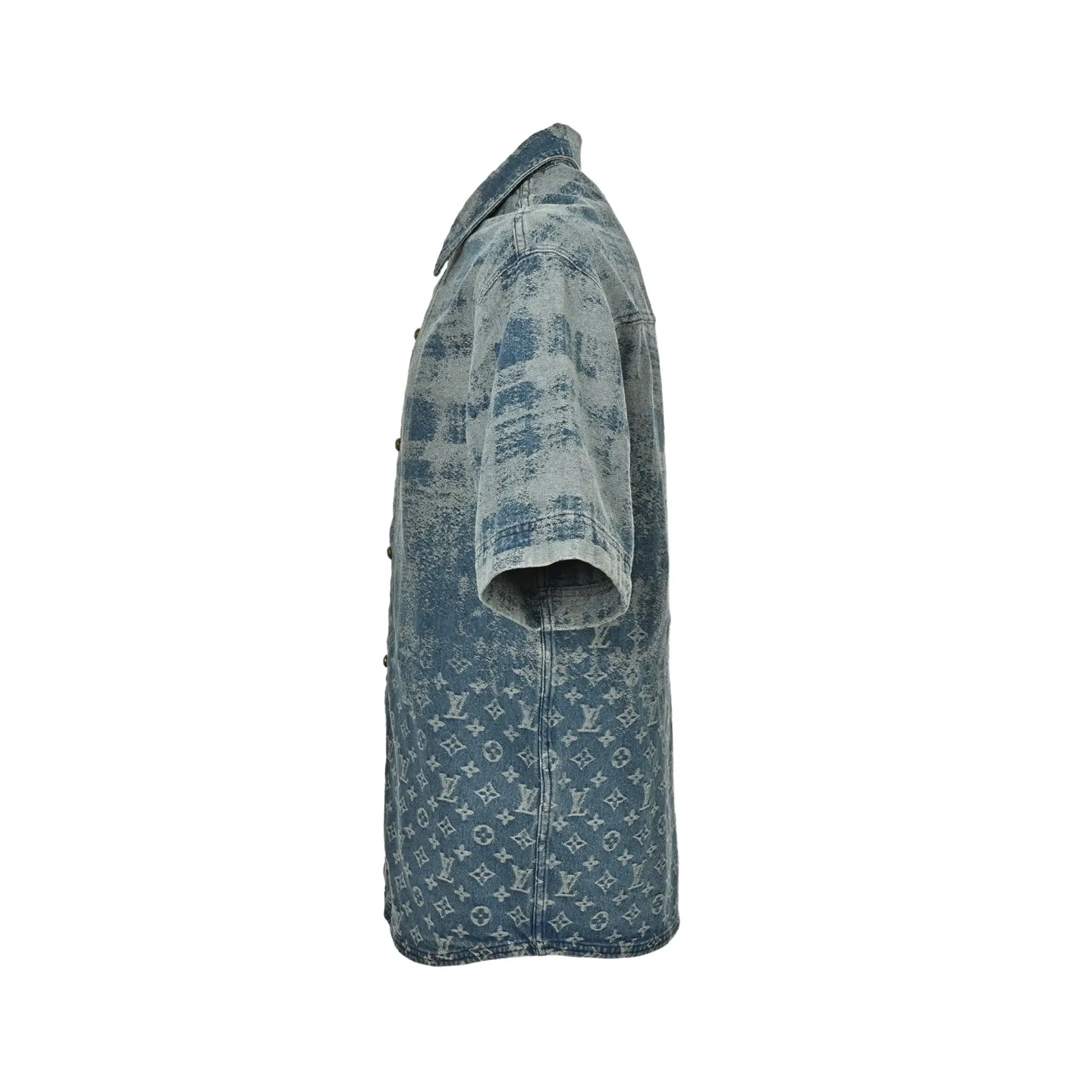 Louis Vuitton/Louis Vuitton presbyopic logo gradient denim short-sleeved shirt